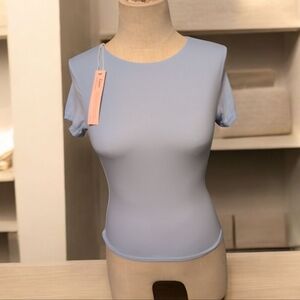 Nwt Qinsen Sky Blue Short Sleeve Women's Tee Slim Your Figure Medium